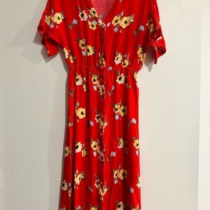 Floral Red Dress